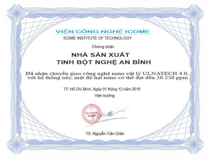 giấy chứng nhận công nghệ nano